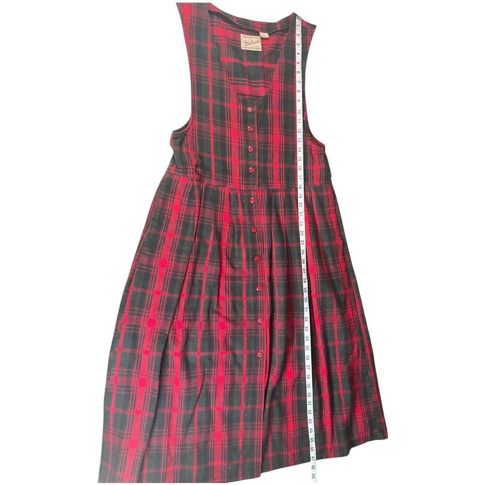 Vintage Woolrich Red Plaid Jumper Dress Sleeveless Buttons cottagecore Cotton L - Picture 8 of 12